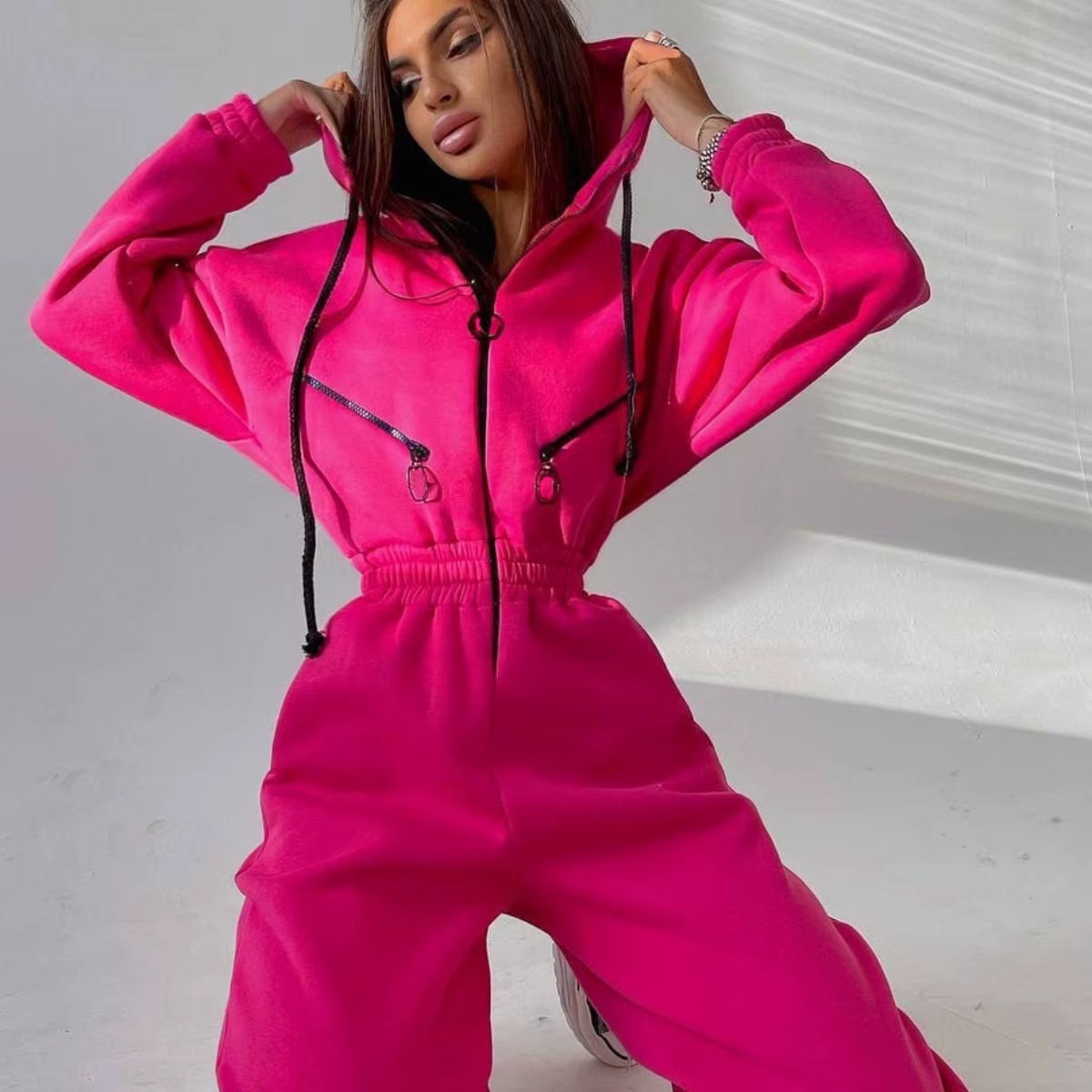 2023 Female Hoodies Jumpsuits One Piece Outfit Warm Fleece Sport Jumpsuit Women Sportswear Playsuit Long Sleeve Zipper Overalls